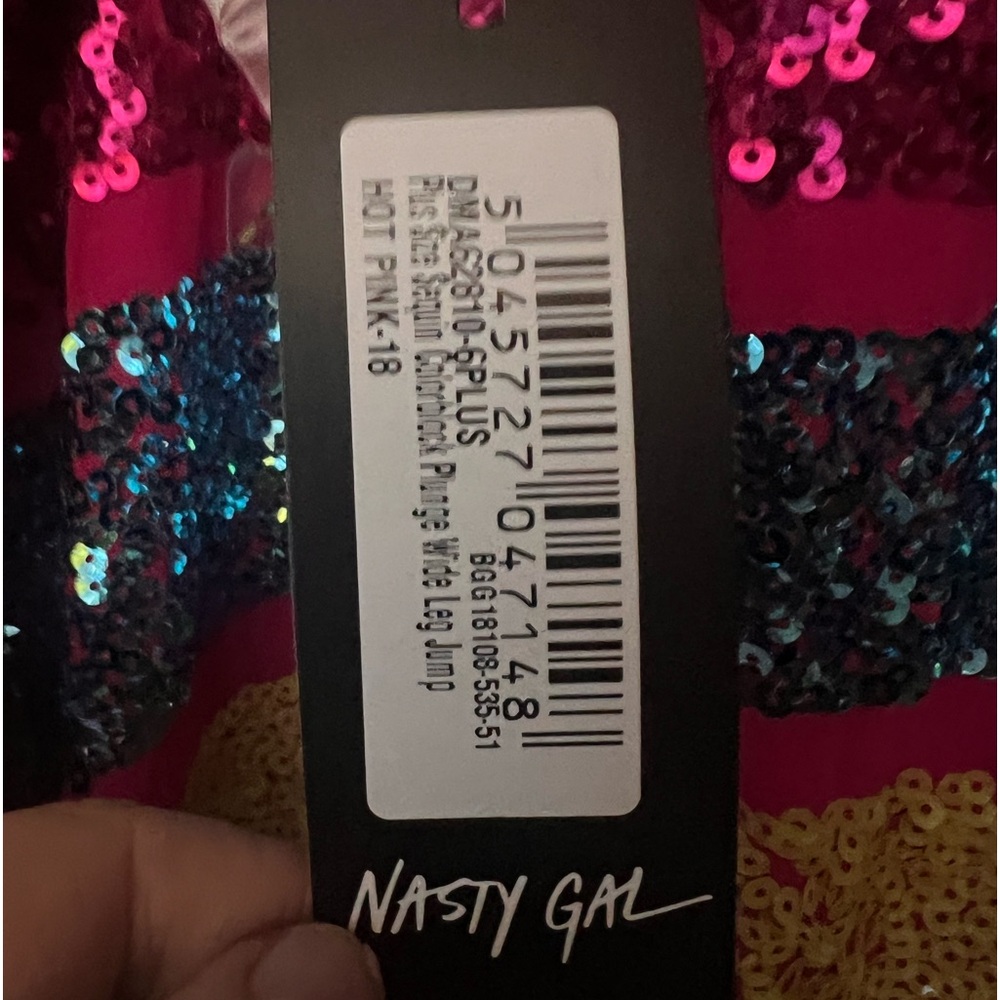 BNWT Nasty Gal Sequenced Colorblock Wide Leg Jumpsuit - Picture 6 of 9